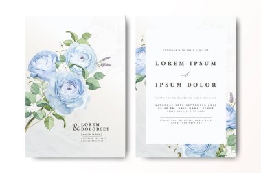 Çiçekli bir düğün davetiyesi. Güller ve kremalı bir geçmişi var.