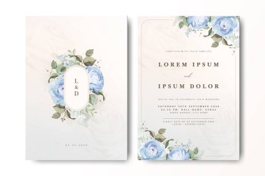 Çiçekli bir düğün davetiyesi. Güller ve kremalı bir geçmişi var.