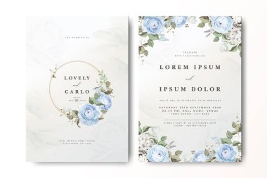 Suluboya güllü zarif bir düğün davetiyesi.