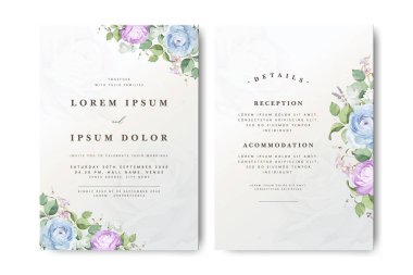 Suluboya güllü zarif bir düğün davetiyesi.