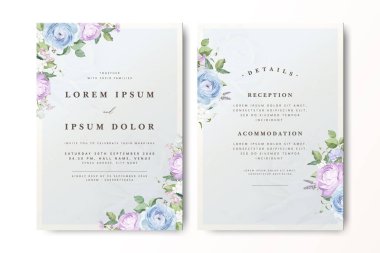 Suluboya güllü zarif bir düğün davetiyesi.