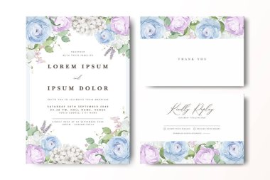 Suluboya güllü zarif bir düğün davetiyesi.