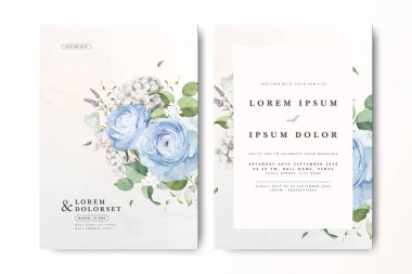 Çiçek süslemeli estetik düğün davetiyesi