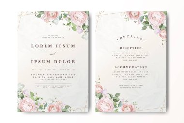 Suluboya güllü zarif bir düğün davetiyesi.