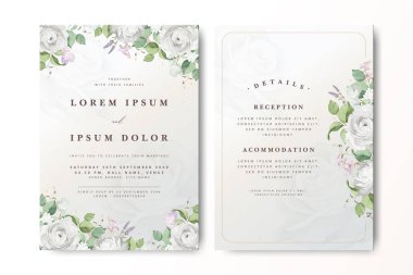 Suluboya güllü zarif bir düğün davetiyesi.