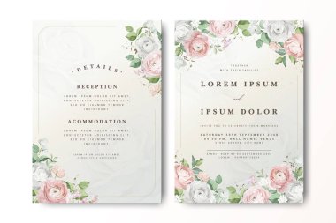 Suluboya güllü zarif bir düğün davetiyesi.