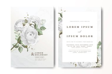 Suluboya güllü zarif bir düğün davetiyesi.