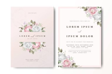 Suluboya güllü zarif bir düğün davetiyesi.