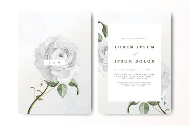 Çiçekli minimalist düğün davetiyesi