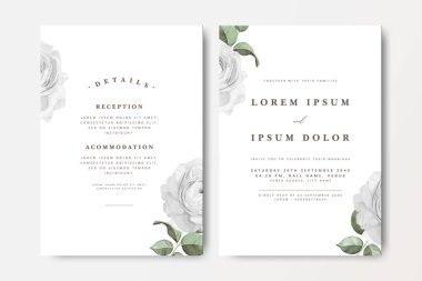 Çiçekli minimalist düğün davetiyesi