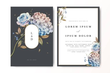 Suluboya güllü zarif bir düğün davetiyesi.