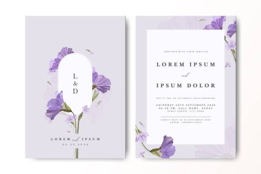 Minimalist suluboya çiçekli düğün davetiyesi tasarımı
