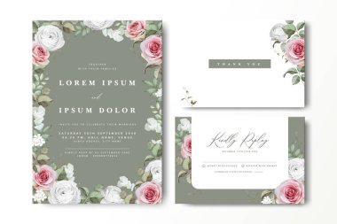 Suluboya güllü zarif bir düğün davetiyesi.