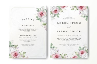 Suluboya güllü zarif bir düğün davetiyesi.