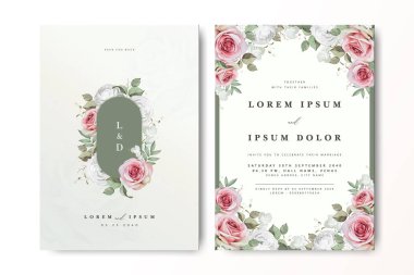 Suluboya güllü zarif bir düğün davetiyesi.