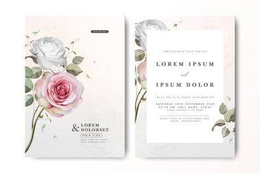 Suluboya güllü zarif bir düğün davetiyesi.