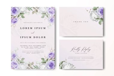 Suluboya güllü zarif bir düğün davetiyesi.