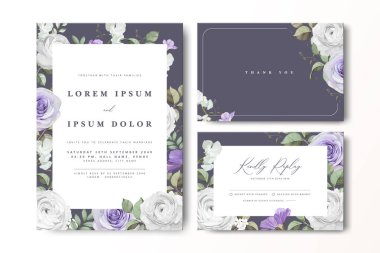 Suluboya güllü zarif bir düğün davetiyesi.