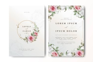 Suluboya güllü zarif bir düğün davetiyesi.