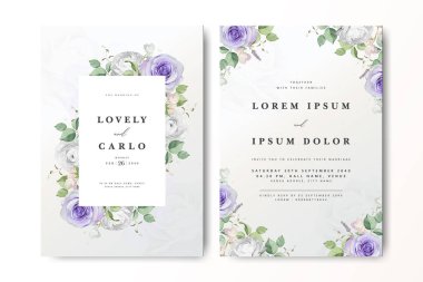 Çiçekli bir düğün davetiyesi. Güller ve kremalı bir geçmişi var.