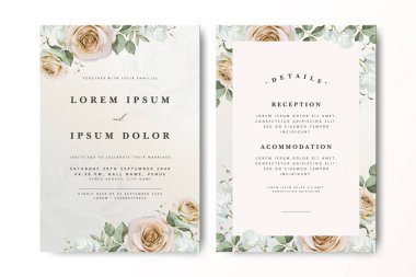 Suluboya güllü zarif bir düğün davetiyesi.