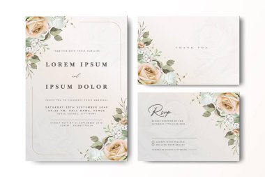 Suluboya güllü zarif bir düğün davetiyesi.