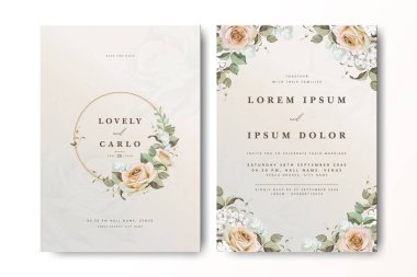 Suluboya güllü zarif bir düğün davetiyesi.