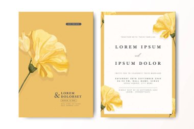 Minimalist suluboya çiçekli düğün davetiyesi tasarımı