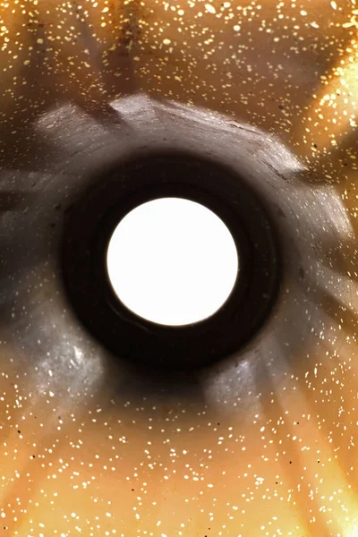 close-up detail of a metal cake tin