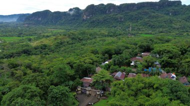 Endonezya 'daki köyün havadan görünüşü