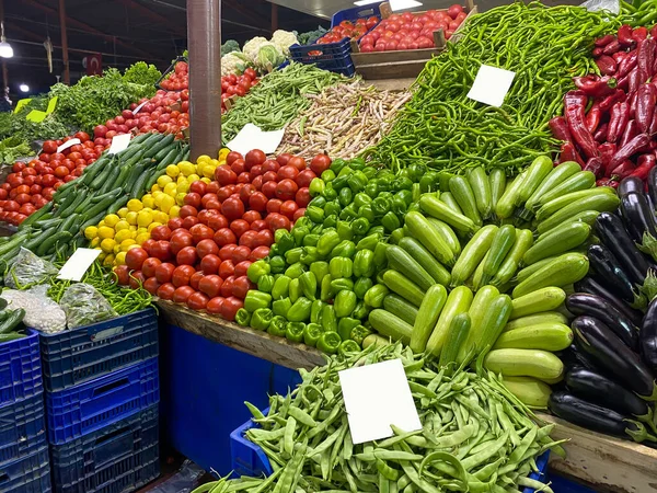 Fresh Vegetables Display Market Antalya — Stock Photo, Image