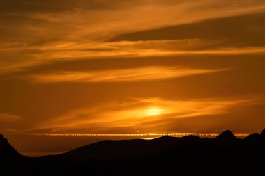 A red sunset over the mountains in Turkey