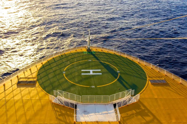 The helipad of a large cruise ship.