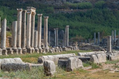 Antalya 'daki Antik Perge Şehri güneşli bir günde