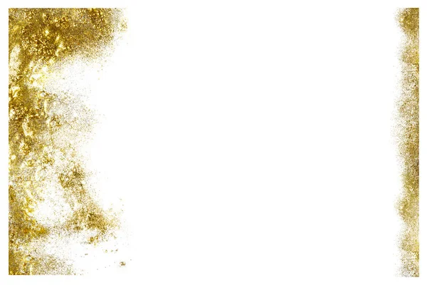 Złoty Świąteczny Sztandar Uroczysty Złoty Brokat Błyszczące Błyszczące Nad Białym — Zdjęcie stockowe