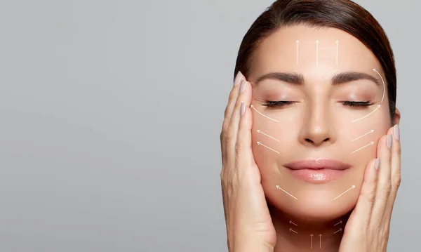 Beauty Aged Skin Care Concept Inglês Rosto Mulher Natural Com — Fotografia de Stock