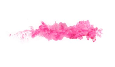Closeup of a magenta acrylic ink in water isolated on white. Abstract background. Color explosion
