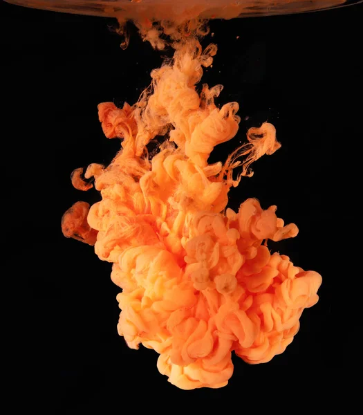 Inchiostro Acrilico Acqua Esplosione Colore Isolata Sfondo Nero — Foto Stock