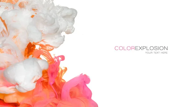 Neonový Inkoust Vodě Barevná Exploze Barva Textury Izolované Bílo — Stock fotografie