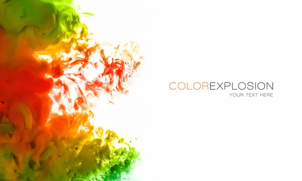 Acrilyc Bläck Vatten Färgexplosion Färg Textur Isolerad Vitt Med Copyspace — Stockfoto