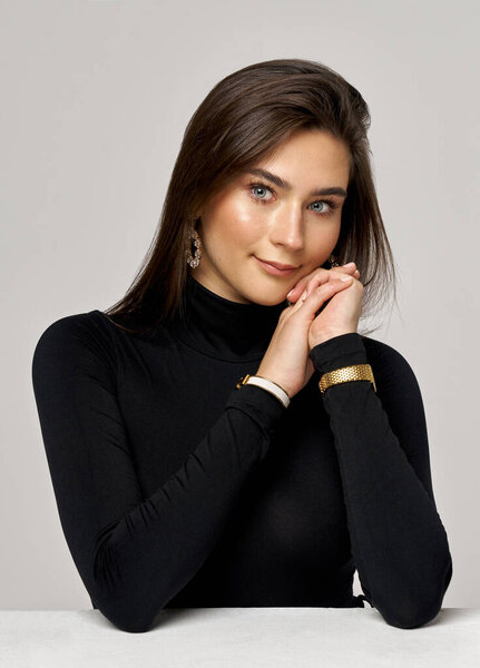 Portrait Beautiful Brunette Woman Stock Picture