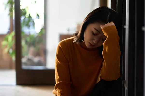 stock image Anxious and depressed Asian woman
