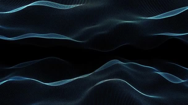 青い光るデジタル波ループ3Dcg — ストック動画