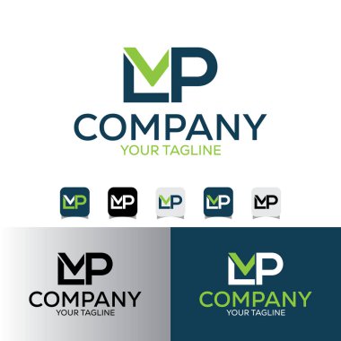 LMP LVP harfi İlk Tipografi Yazı Tipi Tasarım Şablonu