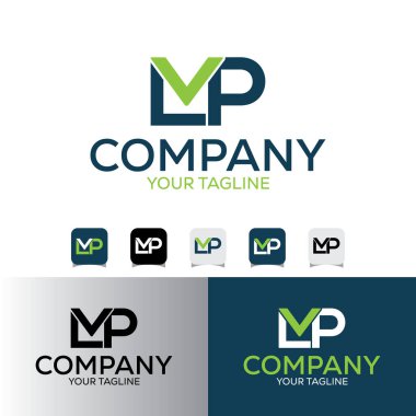 LMP LVP harfi İlk Tipografi Yazı Tipi Tasarım Şablonu