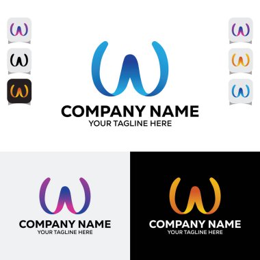 W harfi Yaratıcı Soyut El Logo Şablonunu Boğdu