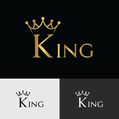 Bir taç simgesi ile King metin logo şablonu