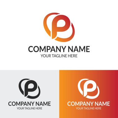 Teknoloji şirketi ve şirket işleri için P harfi soyut logo tasarımı şablonu