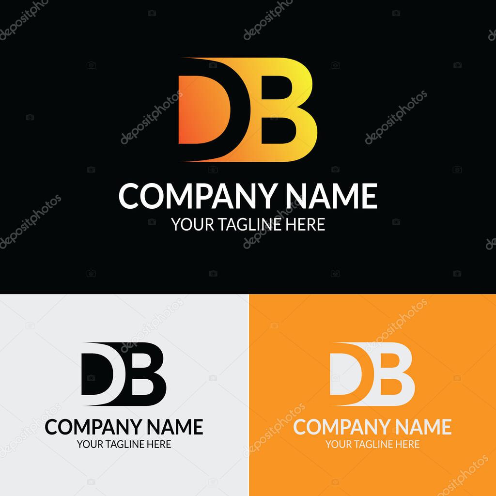 DB letter initial typography logo design template