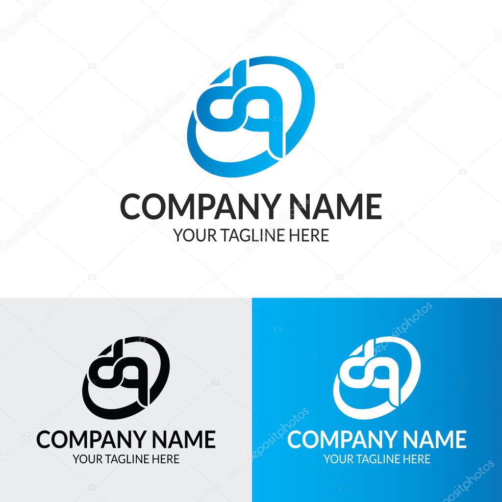 Dq letter abstract logo design template for tech company and corporate business